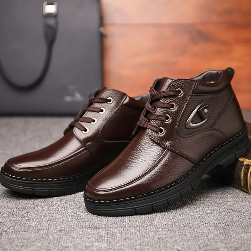 🔥On This Week Sale 70% OFF🔥 Men's Leather Thermal Winter Shoes Boots Lace-ups, Casual Walking Shoes  - W015
