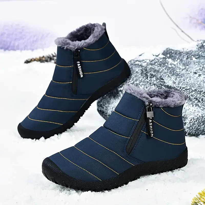 🔥Last Day Promotion 70% OFF 🎁 Cozy Fleece-Lined Men's Winter Snow Boots - Easy Zip, Non-Slip Ankle Protection for Outdoor Trekking