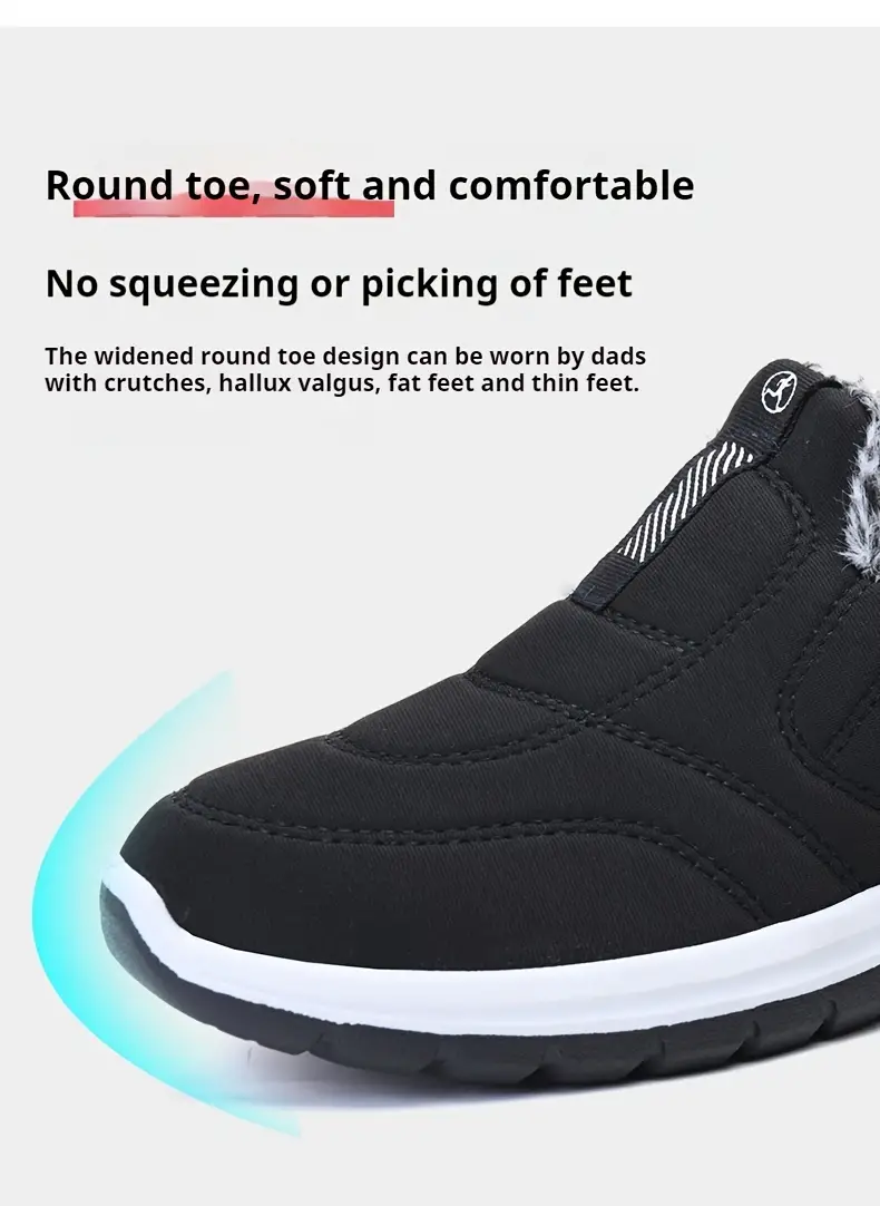 mens winter slip on ankle boots with warm lining and anti slip sole outdoor sneakers details 4