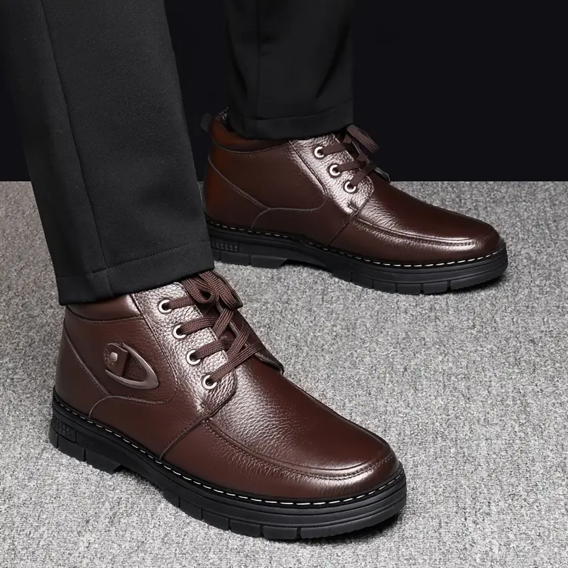 🔥On This Week Sale 70% OFF🔥 Men's Leather Thermal Winter Shoes Boots Lace-ups, Casual Walking Shoes  - W015