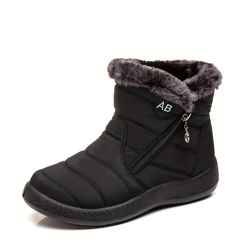 Cozy Winter Snow Boots for Women - Waterproof, Fur-Lined, Insulated Ankle Booties with Side Zipper and Anti-Slip Sole for Warm and Comfortable Walking Experience - Perfect for Cold Weather Outdoor Activities