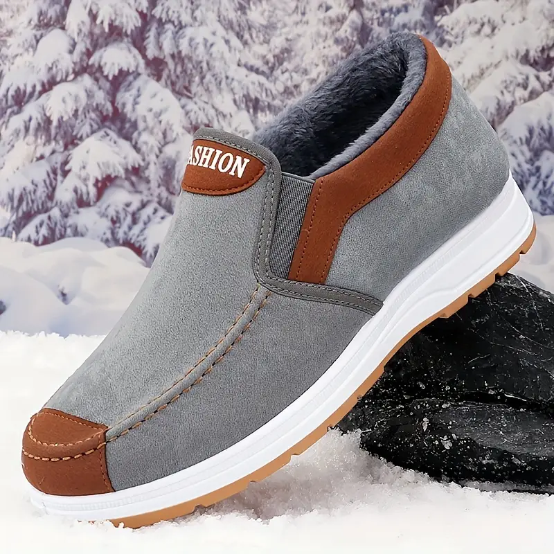 🔥On This Week Sale 70% OFF🔥 Men's Casual Warm Snow Boots, Ankle Height, Fabric Lining, Rubber Sole, Solid Color, Outdoor Footwear - W014