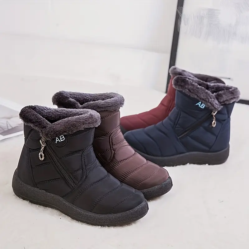 Cozy Winter Snow Boots for Women - Waterproof, Fur-Lined, Insulated Ankle Booties with Side Zipper and Anti-Slip Sole for Warm and Comfortable Walking Experience - Perfect for Cold Weather Outdoor Activities