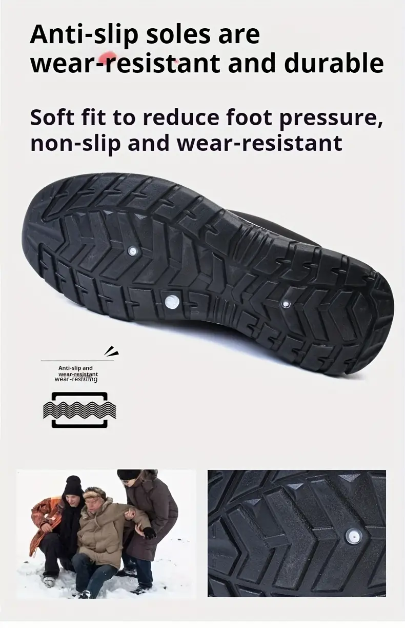 mens winter slip on ankle boots with warm lining and anti slip sole outdoor sneakers details 8