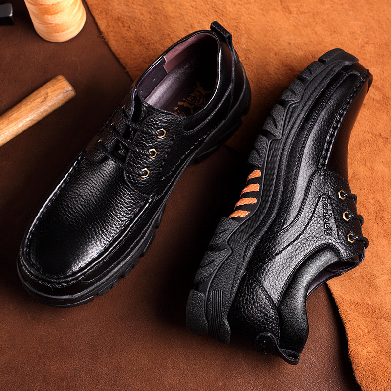 Men's Cow Leather Waterproof Comfy Non Slip Soft Slip On Casual Shoes