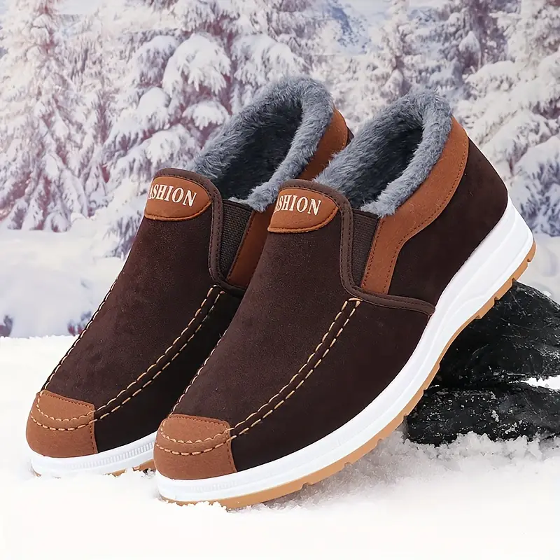 🔥On This Week Sale 70% OFF🔥 Men's Casual Warm Snow Boots, Ankle Height, Fabric Lining, Rubber Sole, Solid Color, Outdoor Footwear - W014