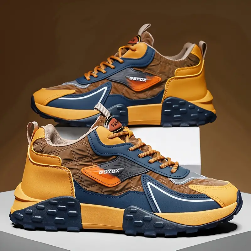 🔥On This Week Sale 70% OFF🔥 Mens' Stylish Color Block Platform Sneakers - Sneakers with Non Slip Sole, Shock Absorption, and Breathable Design for Outdoor Walking  - W013