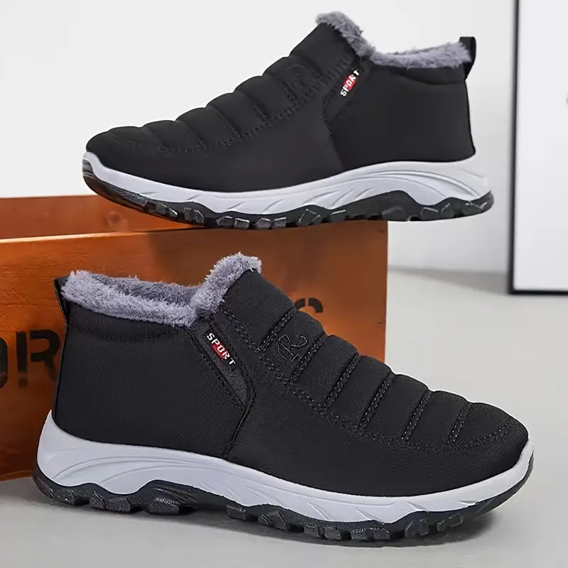 🔥Last Day Promotion 70% OFF 🎁 Universal Ankle Snow Boots for Men - Fleece Lined Warm Winter Waterproof Slip-On, Fabric Upper & Inner