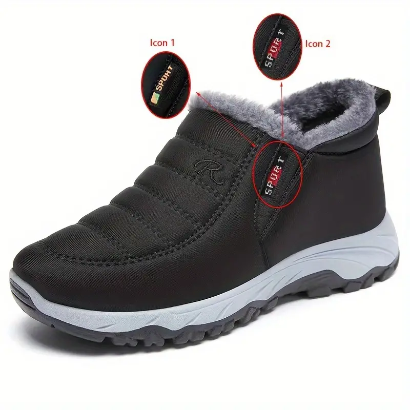🔥Last Day Promotion 70% OFF 🎁 Universal Ankle Snow Boots for Men - Fleece Lined Warm Winter Waterproof Slip-On, Fabric Upper & Inner