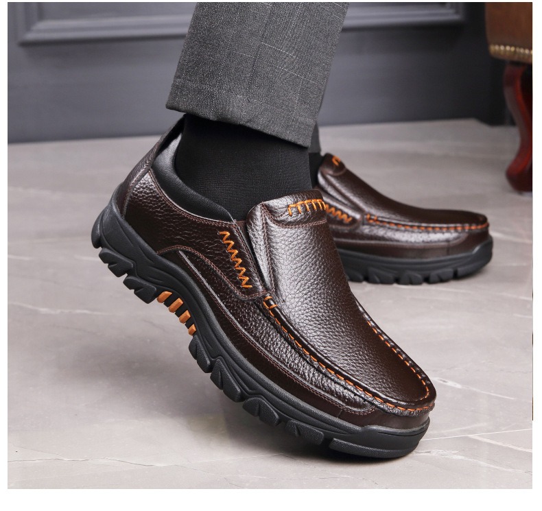 🔥On This Week Sale 70% OFF🔥 Men's Cow Leather Waterproof Comfy Non Slip Soft Slip On Casual Shoes - 6001