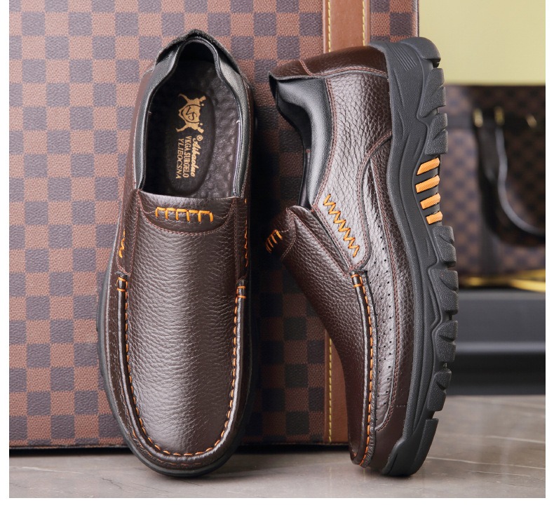 🔥On This Week Sale 70% OFF🔥 Men's Cow Leather Waterproof Comfy Non Slip Soft Slip On Casual Shoes - 6001