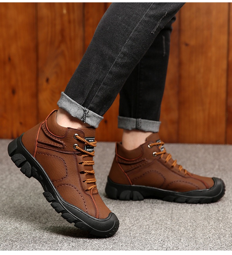 🔥On This Week Sale 70% OFF🔥 Thermal Comfortable Men's Outdoor Hiking Shoes With Plush Lining, Non-slip Arch Support