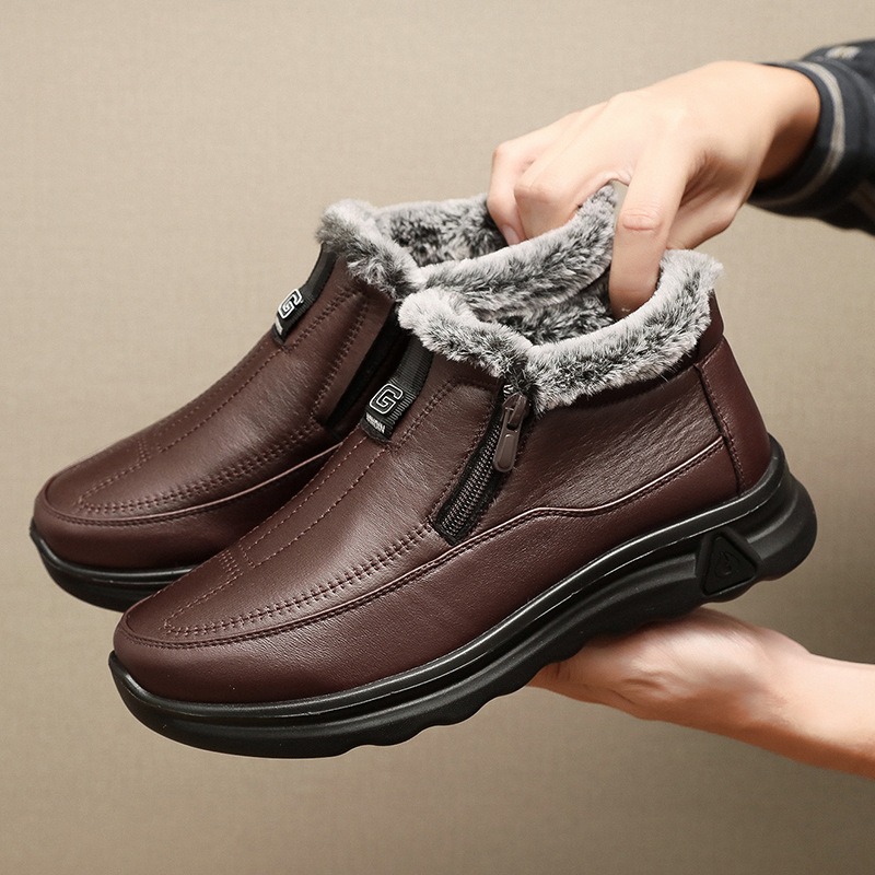 🔥On This Week Sale 70% OFF🔥 Men's Slip-On Snow Boots - Casual Solid Color, All-Season Comfort with Warm Fleece Lining & Non-Slip Rubber Sole - W026