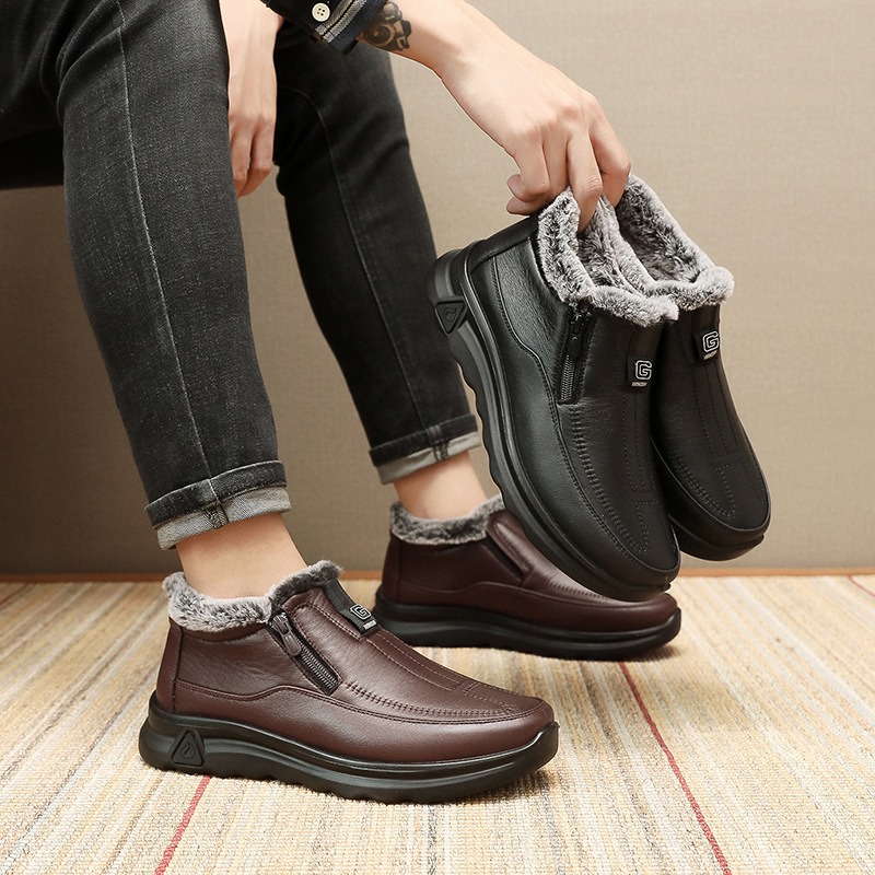 🔥On This Week Sale 70% OFF🔥 Men's Slip-On Snow Boots - Casual Solid Color, All-Season Comfort with Warm Fleece Lining & Non-Slip Rubber Sole - W026