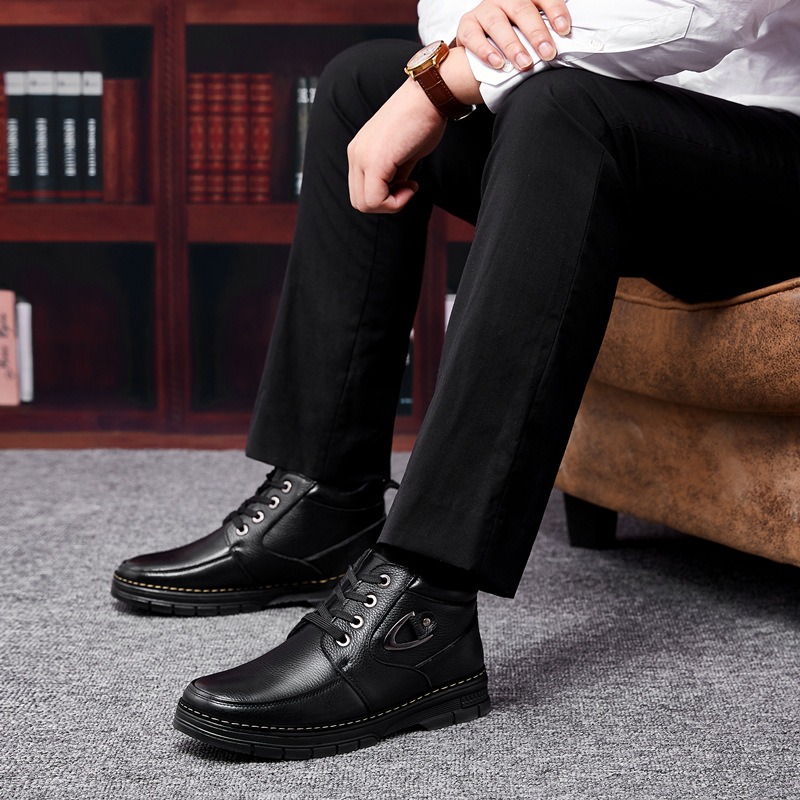 🔥On This Week Sale 70% OFF🔥 Men's Leather Thermal Winter Shoes Boots Lace-ups, Casual Walking Shoes  - W015