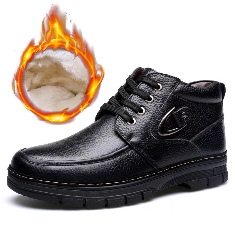 🔥On This Week Sale 70% OFF🔥 Men's Leather Thermal Winter Shoes Boots Lace-ups, Casual Walking Shoes  - W015