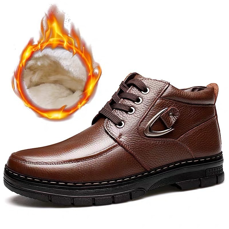🔥On This Week Sale 70% OFF🔥 Men's Leather Thermal Winter Shoes Boots Lace-ups, Casual Walking Shoes  - W015