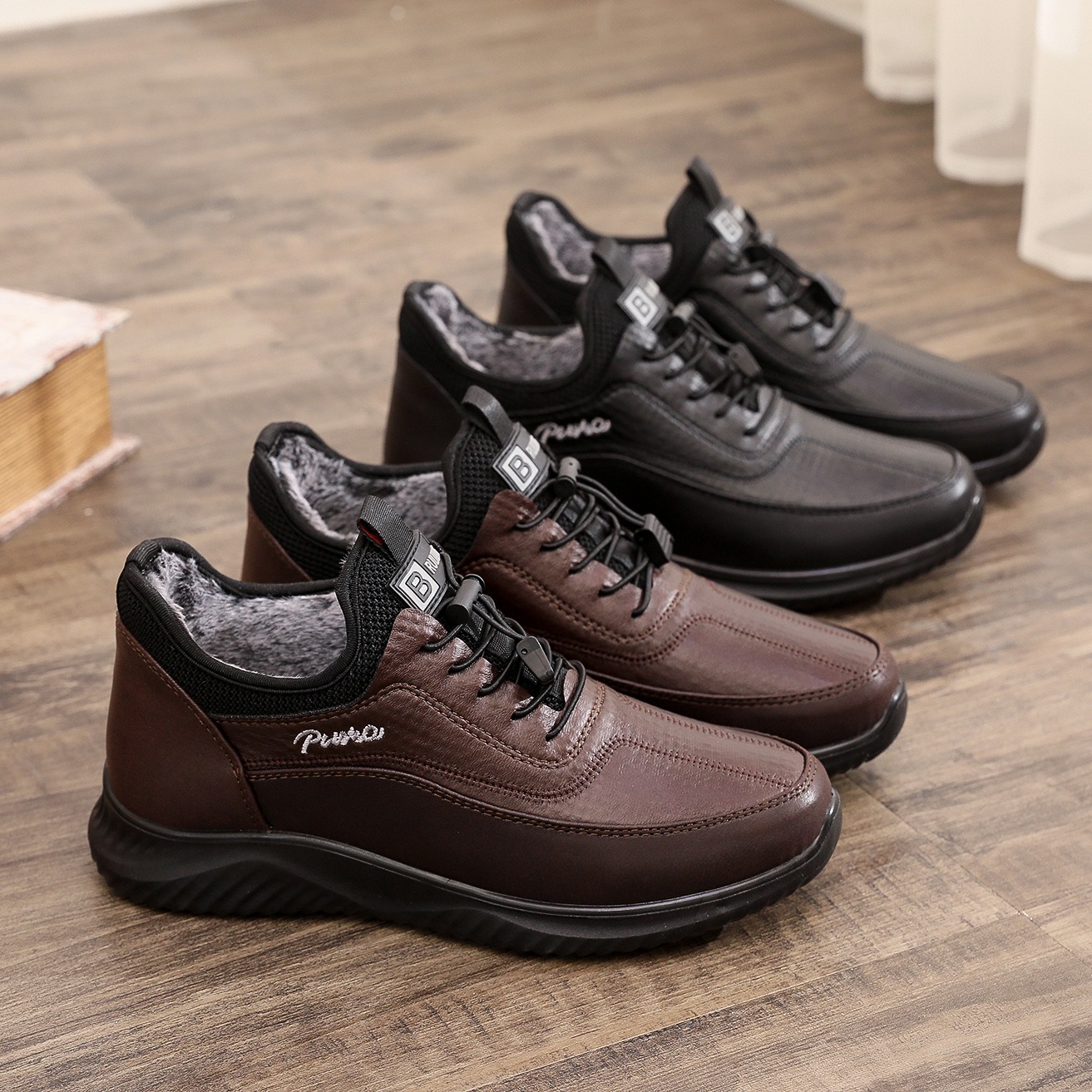 🔥On This Week Sale 70% OFF🔥 Men's Casual Warm Snow Boots, Ankle Height, Fabric Lining, Rubber Sole, Solid Color, Outdoor Footwear - W019