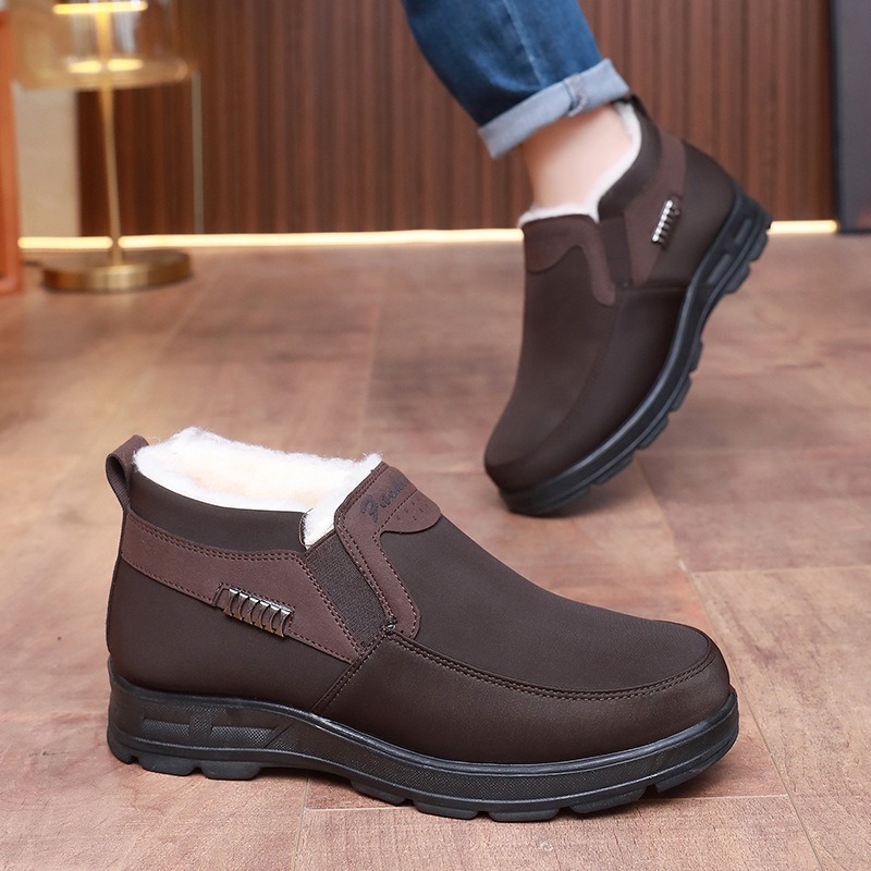 🔥On This Week Sale 70% OFF🔥 Men's Casual Warm Snow Boots, Ankle Height, Fabric Lining, Rubber Sole, Solid Color, Outdoor Footwear - W020