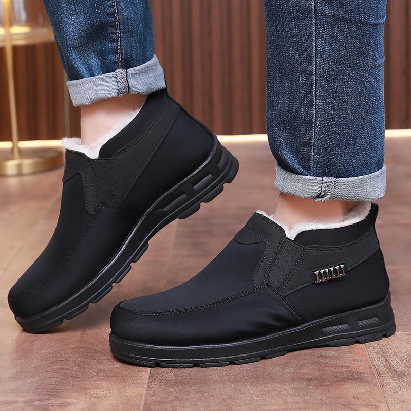 🔥On This Week Sale 70% OFF🔥 Men's Casual Warm Snow Boots, Ankle Height, Fabric Lining, Rubber Sole, Solid Color, Outdoor Footwear - W020