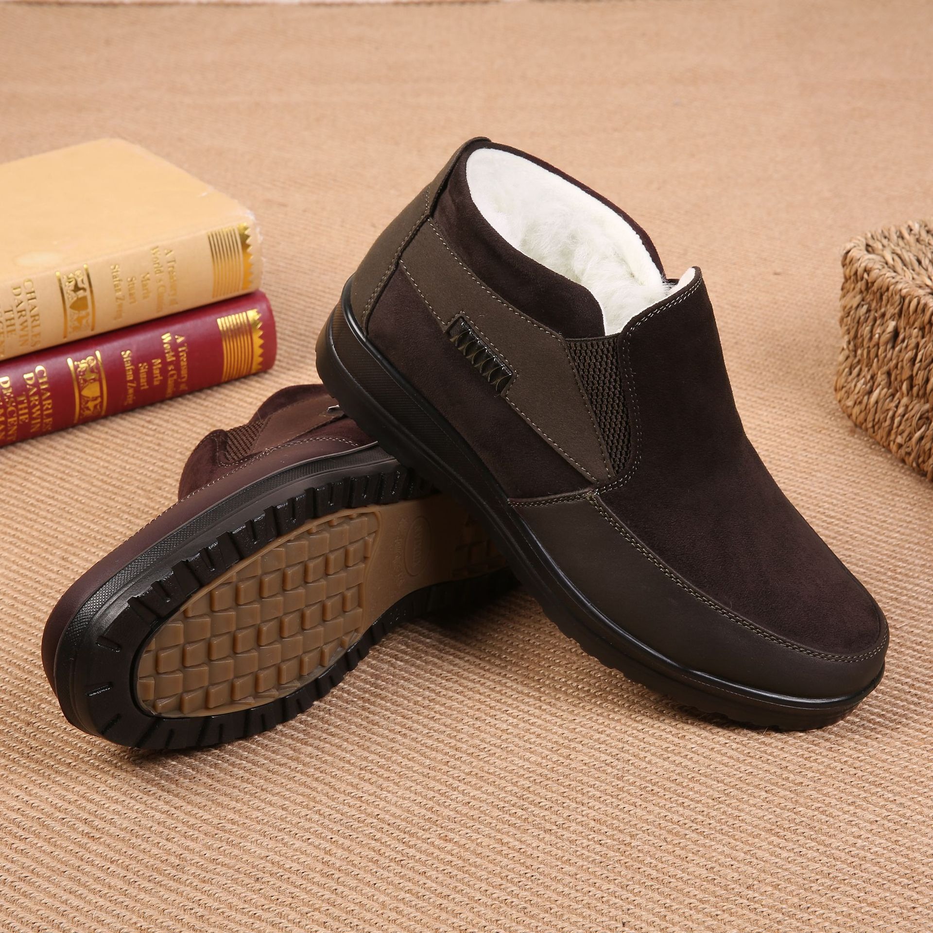 🔥On This Week Sale 70% OFF🔥 Men's Casual Warm Snow Boots, Ankle Height, Fabric Lining, Rubber Sole, Solid Color, Outdoor Footwear - W020