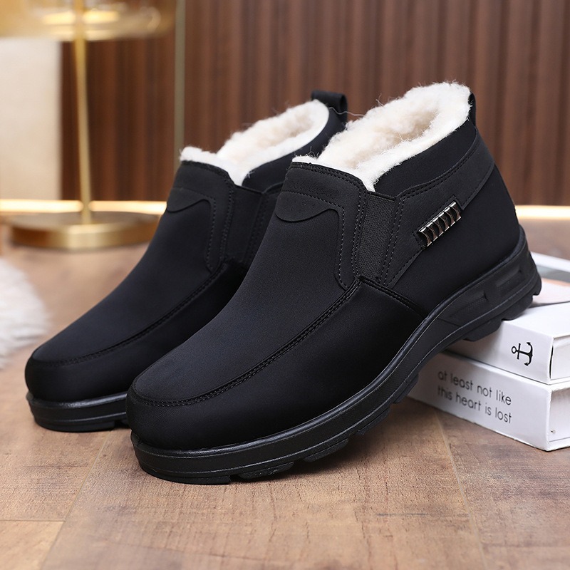 🔥On This Week Sale 70% OFF🔥 Men's Casual Warm Snow Boots, Ankle Height, Fabric Lining, Rubber Sole, Solid Color, Outdoor Footwear - W020