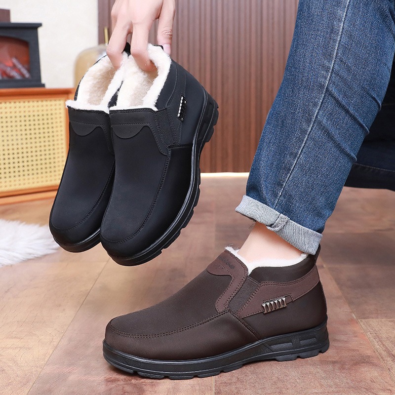 🔥On This Week Sale 70% OFF🔥 Men's Casual Warm Snow Boots, Ankle Height, Fabric Lining, Rubber Sole, Solid Color, Outdoor Footwear - W020