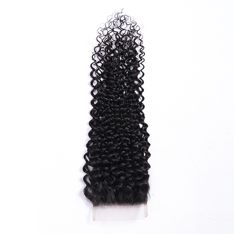4x4 Remy Human Hair Jerry Curly Curl Lace Closure Natural Black Color WIGLTD
