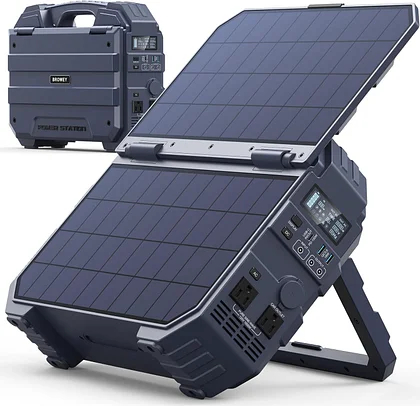 Portable Power Station with Built-in Solar Panel