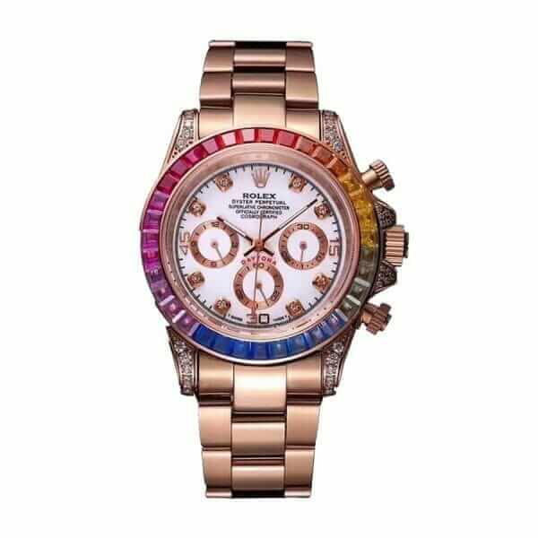 rotktlex daytona cosmograph rainbow crystals bezel 116519 oyster replica 1