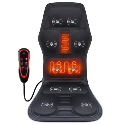 Electric Massage Chair Cushion Seat Pad Shoulder Back Waist Massager Vibration 9-Level Heat Car Office Lumbar Neck Pain Relief