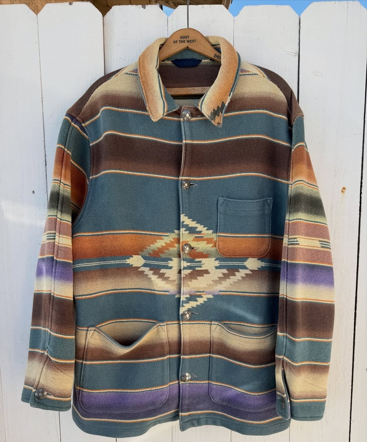Retro Southwestern Striped Western Chore Coat