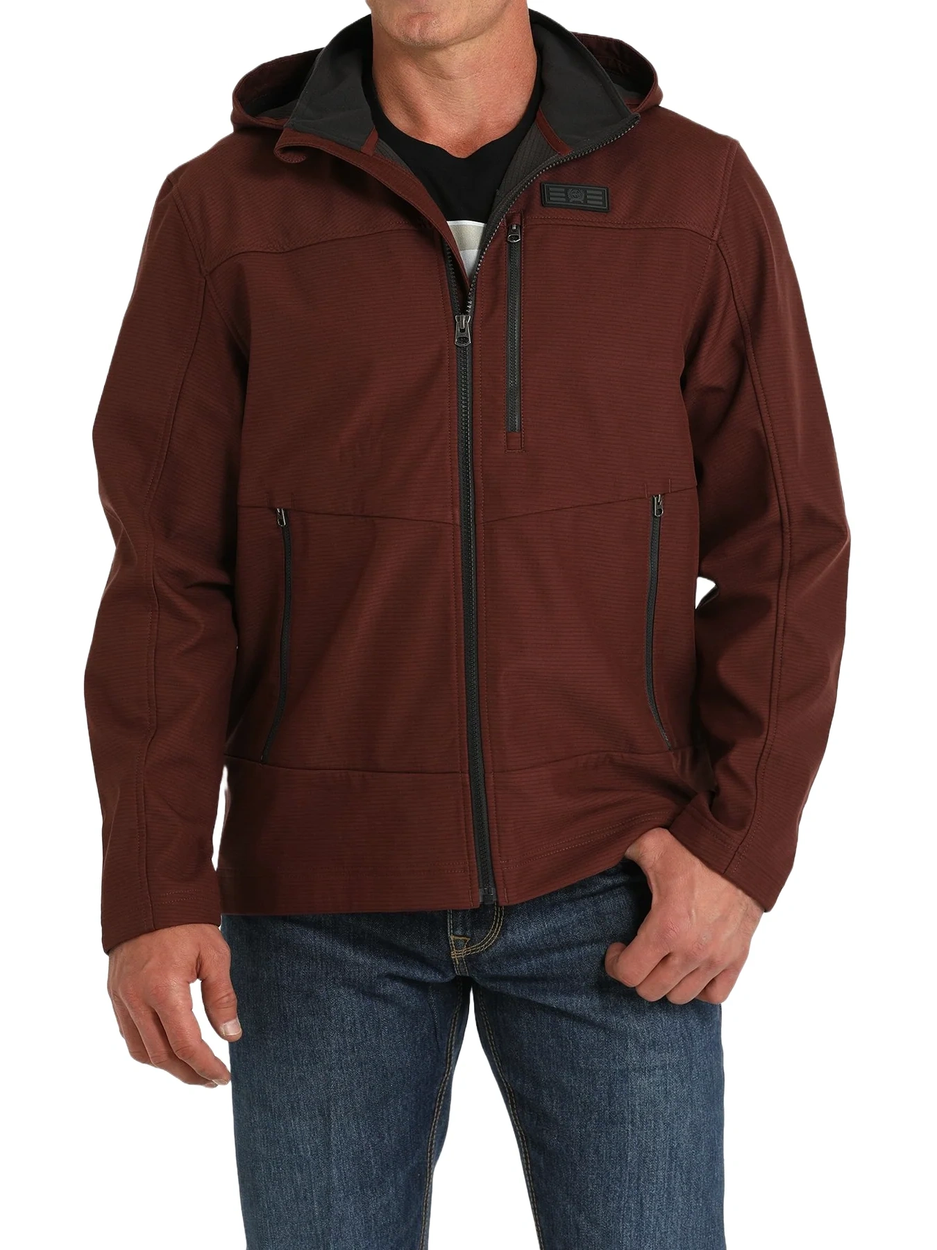 Cinch Men's Bonded Softshell Red Hooded Jacket