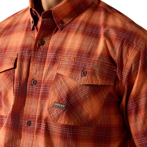 Ariat Men's Rebar DuraStretch Short Sleeve Work Shirt Sunset Orange
