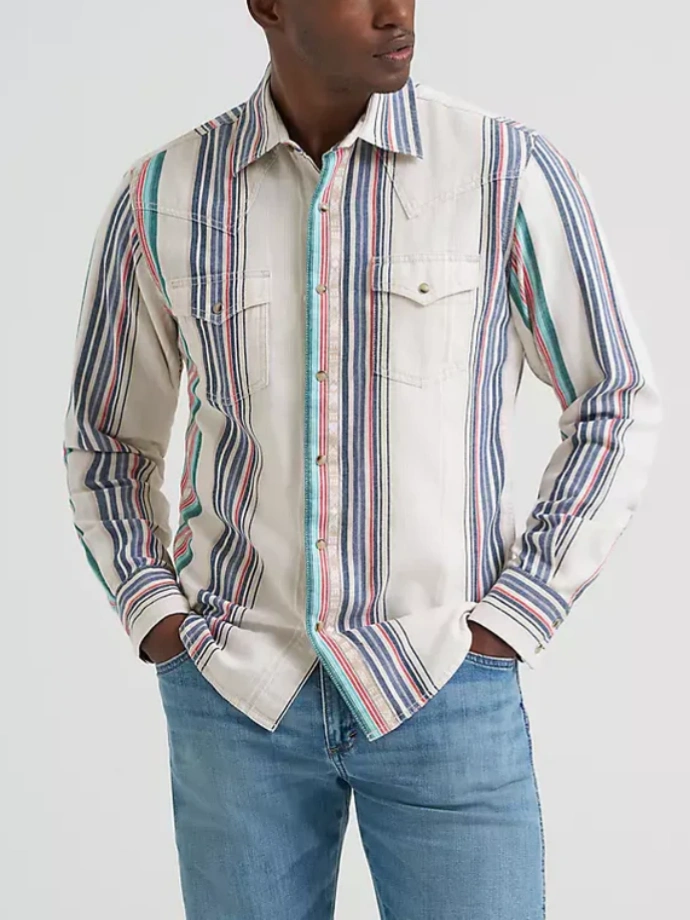 Men's Retro Striped Long Sleeve Shirt