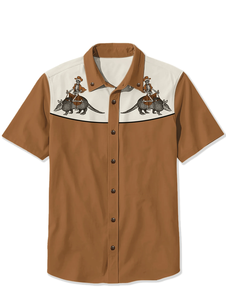 Men's Vintage Western Short Sleeve Shirt