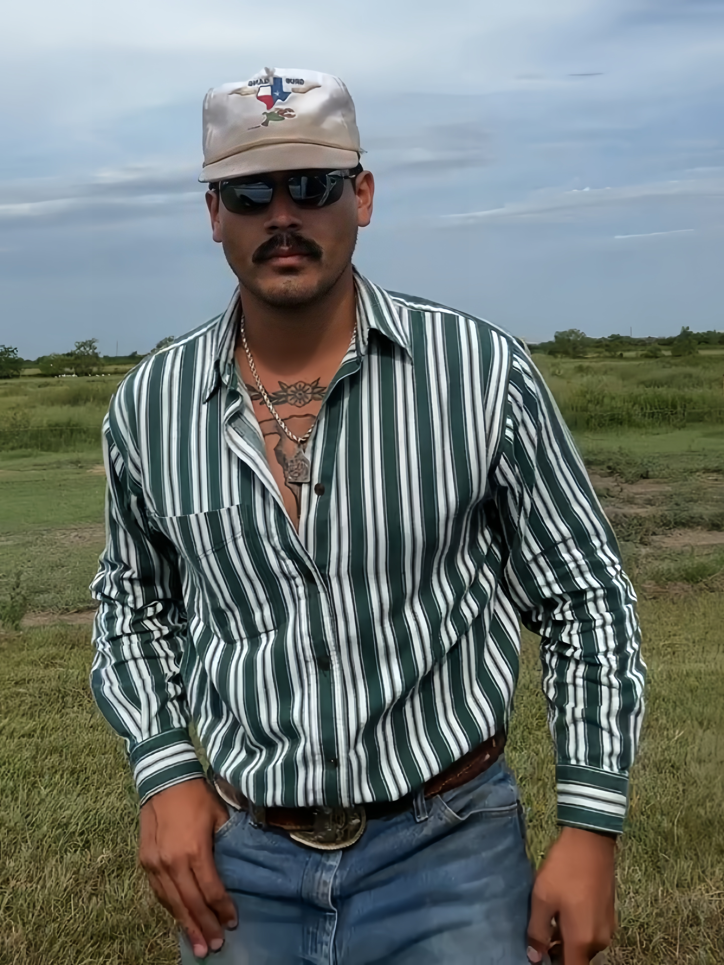 Men Retro Green Stripe Western Style Button Down Shirt