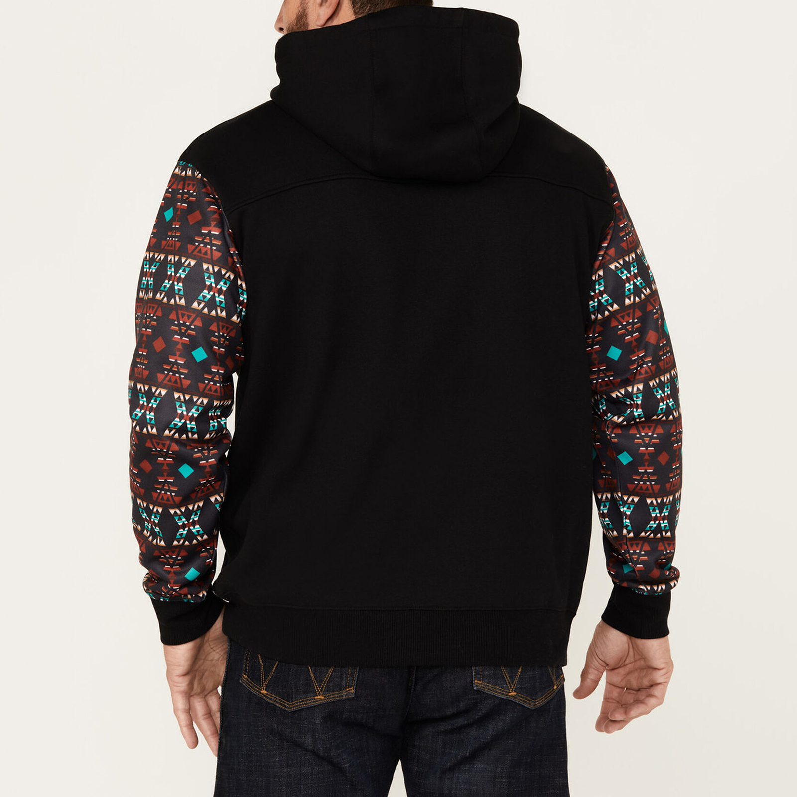 Vintage Western Style Spliced Casual Hooded Sweater