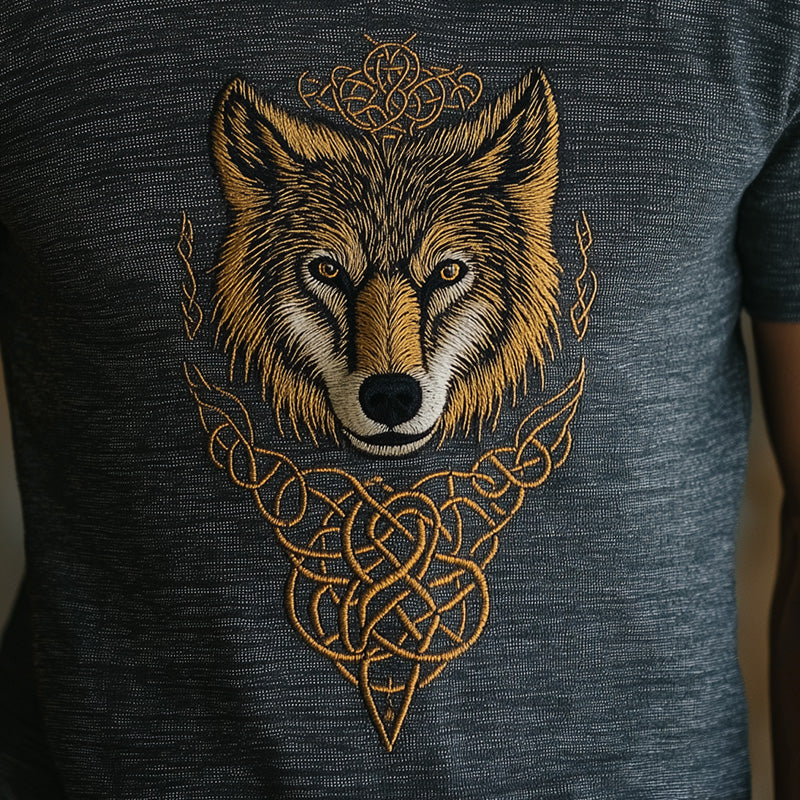 Men's Summer Western Cowboy Style Embroidered Linen Short-sleeved T-shirt MTA2216E5P