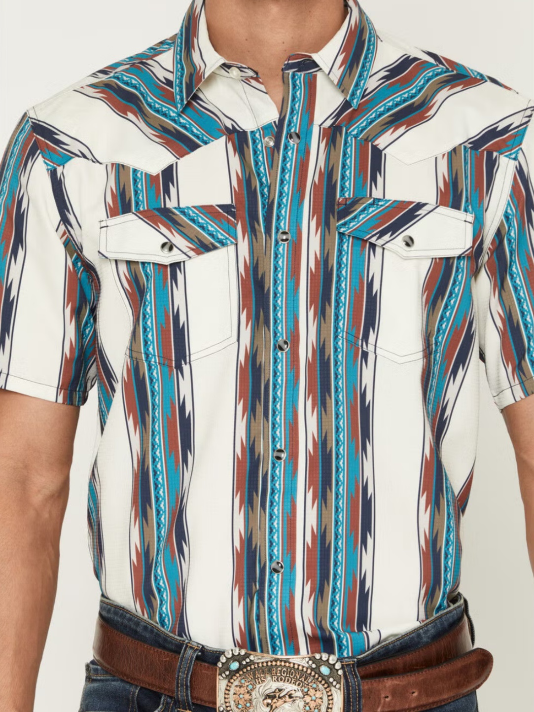Men's Guadalajara Southwestern Striped Short Sleeve Snap Performance Western Shirt