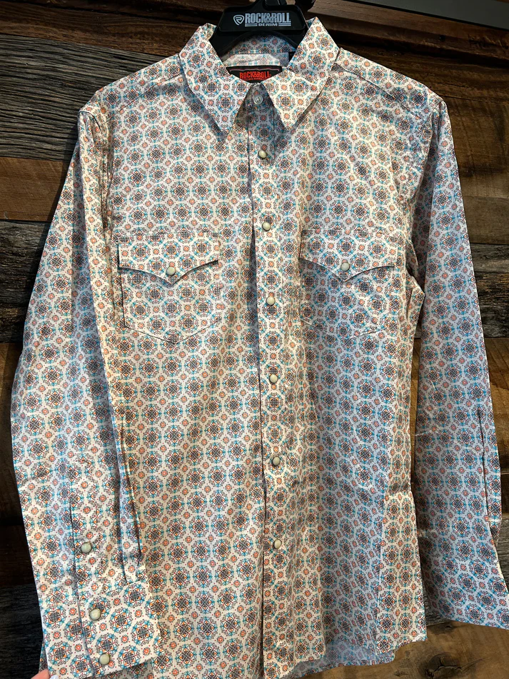 Medallion Long Sleeve Men's Snap Up