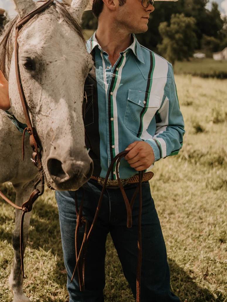 Bold Multi Color Striped Long Sleeve Western Shirt