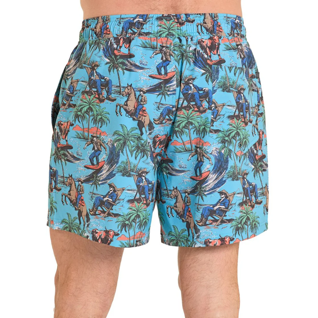 Rock & Roll Denim Men's Novelty Turquoise Volley Swim Shorts