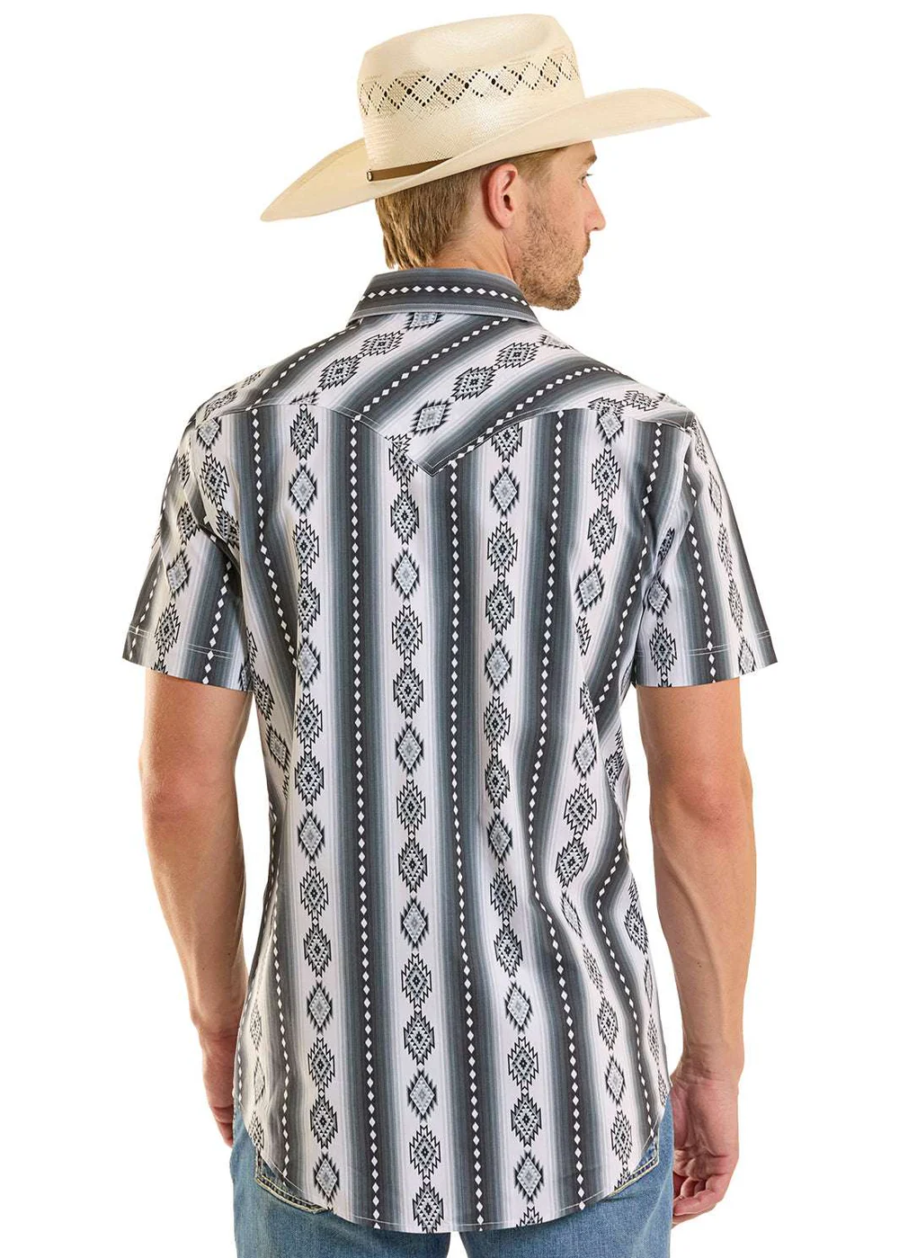 Men's Black Aztec Print Short Sleeve Shirt