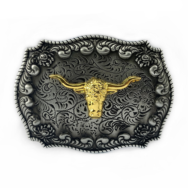 Men's Vintage Western Cowboy Bullhead Big Plate Buckle