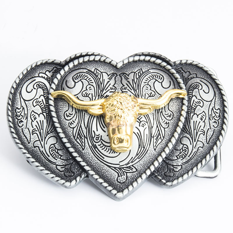 Men's Vintage Western Cowboy Bullhead Big Plate Buckle