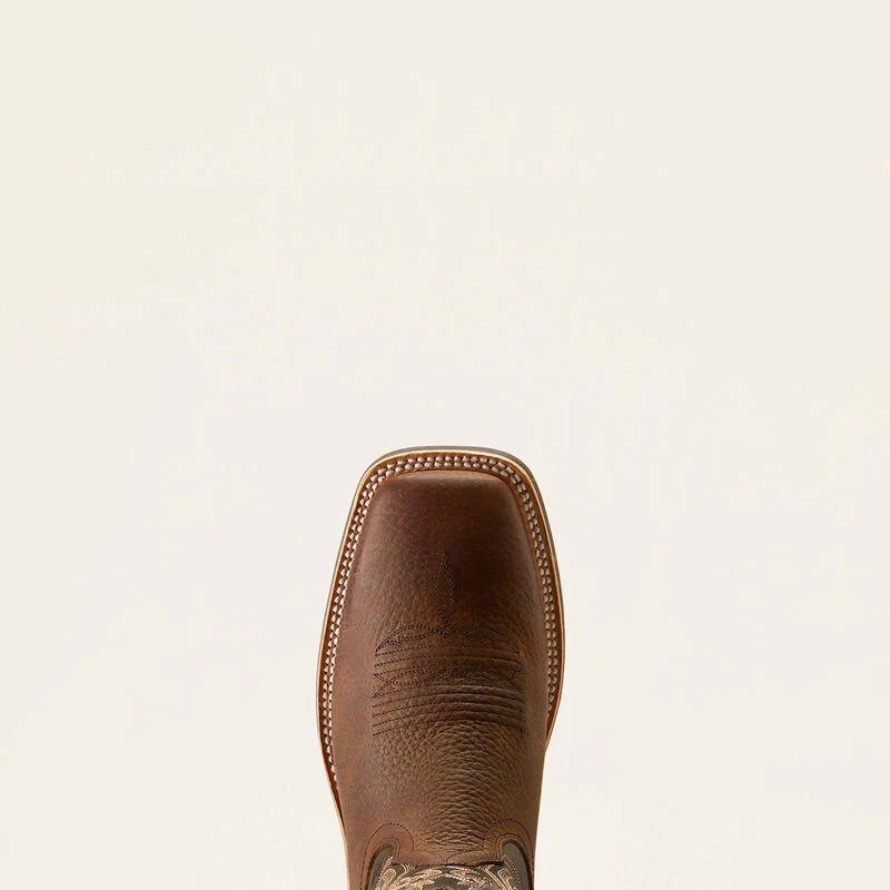 Ariat Men's Highland Toughstock Wide Square Toe Cowboy Boot in Brown Oiled Rowdy/Timber Olive