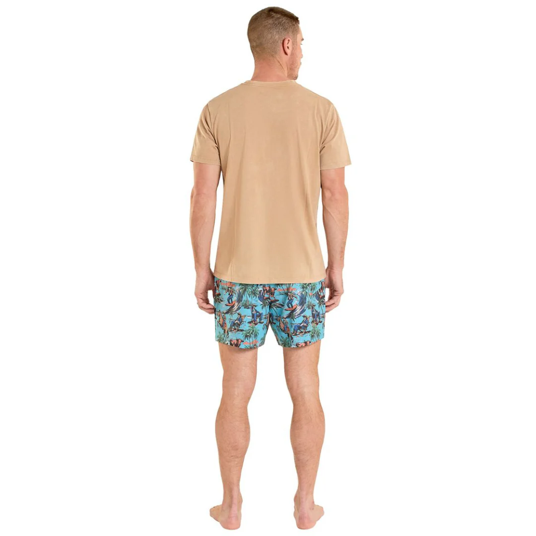 Rock & Roll Denim Men's Novelty Turquoise Volley Swim Shorts