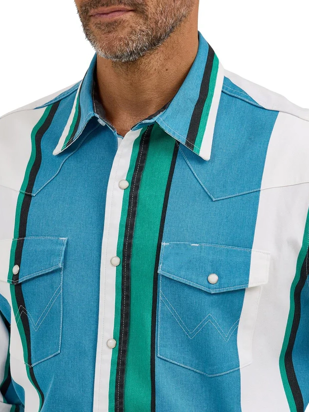 Bold Multi Color Striped Long Sleeve Western Shirt