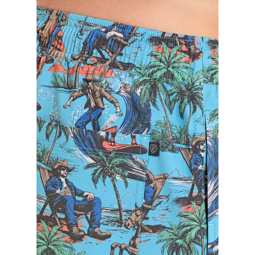 Rock & Roll Denim Men's Novelty Turquoise Volley Swim Shorts
